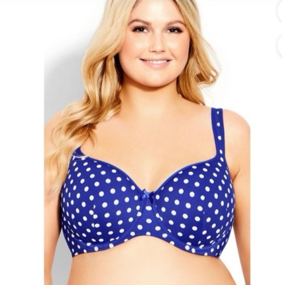 Avenue CCX‎ Blue Polka Dot Underwire Bra Plus Size Lingerie